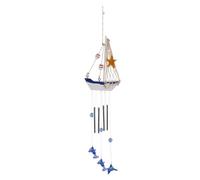 HANABASS Nautical Dolphin Wind Chime with Sailboat Pendant - Lightweight Resin Decorative Wind Bell for Garden Home Office Car and Children S Room 16X4X1.2 Inches