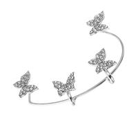 HANABASS No Piercing Butterfly Ear for Left Ear with Bright Luster Gift for Women Elegant Silver Tone