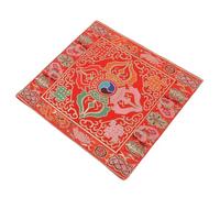 HANABASS Non Slip Double Layer Embroidered Sound Bowl Mat Cushion for Buddhism Prop Durable Religious Accessory Pad for Meditation and Yoga Red Decorative Pad for Stability and Mindfulness