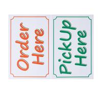 HANABASS Order Here and Pick up Here Sign Sticker for Business Use, Pvc Material with Bold Text, 9 X 6 Inch Size, Easily Visible from Distance, Suitable for Restaurants and Offices