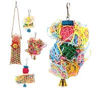 HANABASS Parrot Chew Toys Hook Design Bird Toys for Conures Pet Chewing Shredded Paper for Indian Ringneck Parrot