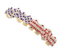 HANABASS Patriotic Rhinestone Tooth Grill with Red White Blue National Flag Design, Lightweight Copper Material, Snug Fit Hip Hop Style Tooth Jewelry for Fourth of July Festival and Parties