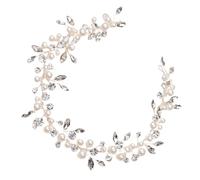 HANABASS Pearl Wedding Hair Band for Bride Bridal Floral Headpiece Hair Vine Suitable for Wedding and Flower