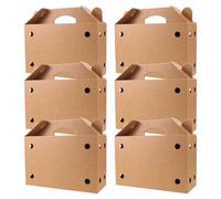 HANABASS Pet Cardboard Carrier 6Pcs with Handle Disposable Ventilated Transport Box for Small Pets, Hamsters, Gerbils, and Live Animal Shipping 12.2X8X5.1