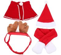 HANABASS Pet Christmas Costume Set for Cats and Dogs Lightweight Xmas Cloak with Decorative Hat and Red Headband Festive Holiday Outfit for Party Cosplay and Daily Wear