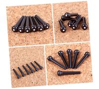 HANABASS Pom Guitar Bridge Pins with Shell Dot on The Head Replacement 6pcs Classic Portable Accessories Black Vintage Style for Acoustic and Folk Guitar