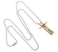 HANABASS Pride Cross Pendant Necklace for Men Rainbow Crystal Inlay, Gold Plated Metal Chain, Male Pride Jewelry Suitable for Daily Wear and Lgbt Support