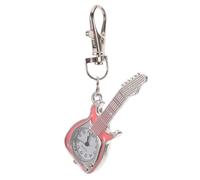 HANABASS Quartz Guitar Pocket Watch Keyring with Dual Functionality - Vintage Style Clip On Pendant for Music Lovers on Special Occasions Pink