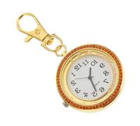 HANABASS Quartz Pocket Key Ring Watch with Rhinestone Pendant Gold Color Portable Watch for Men Women Children with Key Buckle Suitable for Travel and Daily Use