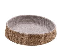 HANABASS Rattan Pet Bed for Small Dogs and Cats Scratch-resistant Woven Nest Shallow Brown Round Cushion for Indoor Use