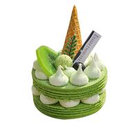 HANABASS Realistic Faux Cake Model Green Artificial Dessert Prop for Bakery Shop Display Wedding Party Decoration Photography Staging Kindergarten Teaching Lightweight Simulation Cake