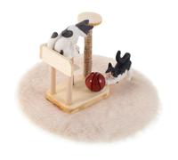 HANABASS Realistic Miniature Dollhouse Cat Tree Playset Scale Wooden Kitten Climbing Frame with Detailed Cat Figurines for Play and Small Scene Decoration