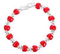 HANABASS Red Apples Charm Bracelet for Women Creative Decorative Fruit Bracelet Silver Finish Unique Cute for Daily Wear
