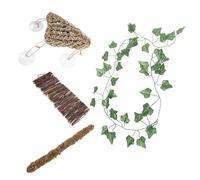 HANABASS Reptile Climbing Bridge Set with Wooden Ladder, Moss Vine, and Herbal Decorations - 4pcs Climbing for Lizards, Chameleons, and Bearded Dragons Terrarium Enrichment