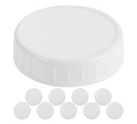 HANABASS Reusable Jar Lids for Airtight Seal with Silicone Seals 10 Pcs and Multifunctional Storage, White round Covers Easy to Clean and Sturdy Suitable for Kitchen Jars