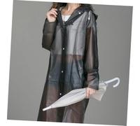 HANABASS Reusable Thickened EVA Rain Poncho Adult Raincoat with Hood Elastic Sleeves Translucent Black Xl for Hiking Camping Travel Outdoor Protection