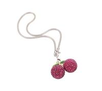 HANABASS Rhinestone Cherry Pendant Car Charm for Rear View Mirror Sparkly Purple Alloy and Clay Hanging Ornament to Enhance Car Interior Decor and Maintain Shape