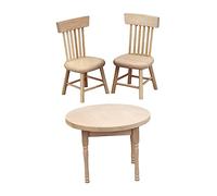 HANABASS Scale Miniature Doll Kitchen Set with Round Table and Chairs Pretend Play Furniture for Dollhouse Educational DIY for Social Skills Development