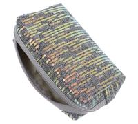 HANABASS Sequin Embroidery Cosmetic Bag Large Capacity Glitter Toiletry Organizer Portable Makeup Case for Women Travel Storage Pouch Grey Gold