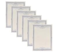 HANABASS Set of 6 Blank 12k Border Inner Sheets Certificate Paper Cores A4 Size Two-Side Offset Paper Easy to Write for End of Year Awards and Graduation