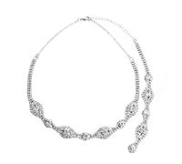 HANABASS Silver Crystal Pendant Back Chain Necklace with Fashion Tassel for Women Wedding Bridal Jewelry Elegant Ladies Statement Accessory for Parties Anniversaries and Daily Wear