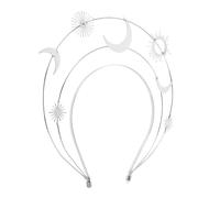 HANABASS Silver Star Moon Goddess Headband Tiaras for Women Handmade Celestial Crowns Hair Accessories for Birthday Parties Cosplay Weddings Versatile Elegant Headpiece