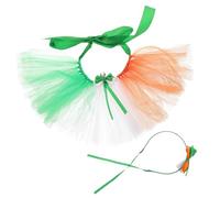 HANABASS St Patrick’s Day Pet Costume Set - Green Mesh Tutu Skirt with Clover Headband, Party Cosplay Dress up Accessory for Dogs and Cats