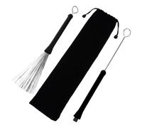 HANABASS Stainless Steel Wire Drum Brush Set for Jazz and Acoustic Drums Metal Percussion Stick Brushes with Black Velvet Carry Bag and Live Performance