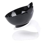 HANABASS Tilting Cat Bowl with Incline Neck Guard Adorable Cat Ear Design Plastic Pet Food and Water Feeder Slip Stable Bowl Black