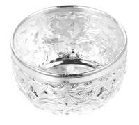HANABASS Tin Water Bowl Thai Style Pattern Design Silver Simple Shaped Salon Essential Oil Bowl Spa Essential Oil Container for Massage at Home