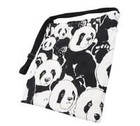 HANABASS Tote Bag Reusable Grocery Shopping Bag Canvas with Panda Pattern Black Large Capacity Magnetic Buckle Closure for Travel and Everyday Use