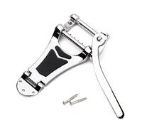 HANABASS Tremolo Bridge for Jazz Guitar Chrome Archtop Hollow Body Tailpiece with Roller Retaining Bar for Semi Hollow Instruments