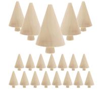 HANABASS Unfinished Wood Christmas Tree DIY Model Decorations Khaki Colour Easy to Use and Ready for Trimming 20pcs for Play and Home Decoration