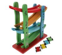 HANABASS Upgraded Four Layer Wooden Track Slide for Smooth Racing Plaything with Sturdy Frame and Safe Rounded Corners Enhances Hand Eye Coordination for Indoor Play