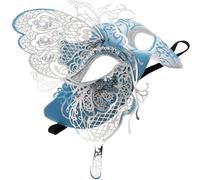HANABASS Venetian Blue Butterfly Masquerade Ball Mask for Women with Rhinestone Iron Frame, Halloween Party Accessory and Cosplay Photography Prop
