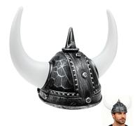 HANABASS Viking Horned Helmet Silver Ox Horn Hat for Adults, Costume Party Viking Helmet for Men and Women, Masquerade Ancient Rome Warrior Headwear