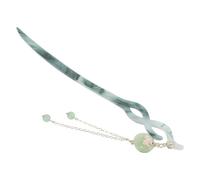 HANABASS Vintage Chinese Tassel Hairpin with Green Flower Design, Secure Plastic Hair Stick for Women, for Ancient Style Themed Parties and Special Occasions