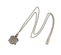 HANABASS Vintage Golden Turtle Pocket Watch with Zinc Alloy Case and Chain, Easy to Read Quartz Mechanical Pocketwatch, Retro Style for Men and Women, Or Decoration