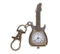 HANABASS Vintage Guitar Shape Quartz Pocket Watch Keyring Pendant Lightweight Mirror for Students and Giving