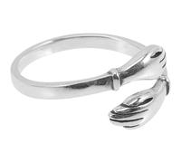 HANABASS Vintage Hugging Hand Ring for Women Teen Silver Open Statement Band with Unique Romantic Design Tarnish-resistant and Comfortable Finger Ring Creative Fashion Accessory