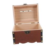 HANABASS Vintage Style Wooden Treasure Chest Box with Lock Large Capacity Retro Pirate Trinket Case Sturdy Wear Resistant Wood Storage Box for Secure Keepsake Organization and Portable Use