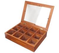 HANABASS Vintage Wooden Jewelry Box 12 Compartments Fine Portable Organizing Case with Acrylic Lid Prevent Scratching Organized Storage for Dressers and Trade Shows