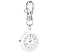 HANABASS Watch Fashion White with Steel Pocket Glass Nurse in Stainless Face Practical Simple and Style Hanging Fob Watch for People Who Work Busy Occasions