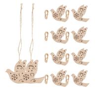 HANABASS Wooden Craft Blanks 10Pcs Double-Layer Wood Slice Ornaments with Peace Dove Design for Hanging Holiday Decorations