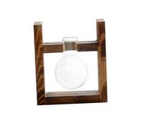 HANABASS Wooden Stand Glass Hydroponic Vase Ball Shape High Temperature Resistant Desktop Planter for Tulips Roses Branches Modern Minimalist Home Decor Gift