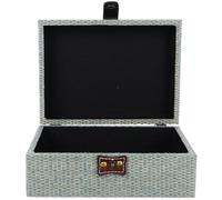 HANABASS Wooden Storage Box with Hinged Lid Large Rectangular Sundries Organizer for Jewelry and Silverware Natural Wood Keepsake Chest for Home Decor and Craft Storage in Misty Blue