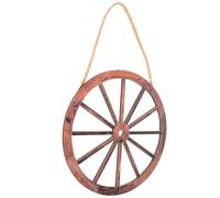 HANABASS Wooden Wagon Wheel Decor Vintage Rustic Wall Hanging Wooden Wheel Ornament with Fine Workmanship Retro Style Decorative Effect for Living Room Wall Decoration