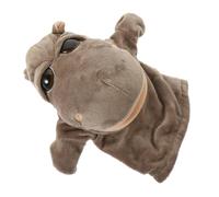 HANABASS Working Mouth Hand Puppet Plush Animal Cute Brown Hippo Cartoon Stuffed Hand Puppet for Educational Storytelling Halloween Party Favors Classroom Games Travel-friendly