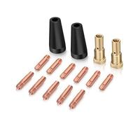 Hanabitx 15Pcs MIG Welding Kit Flux Core Gasless Nozzle 0.9mm Brass Welding Tips Replacement MIG Welder Accessories
