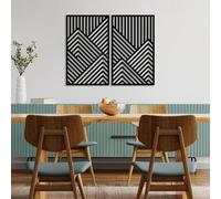 Hanah Home Stylish Black Decorative Metal Wall Accessory (2 Pieces), 70 x 43 cm, 100% Metal, 1.5 mm Thick, Easy Wall Mounting, Perfect for Modern Decor